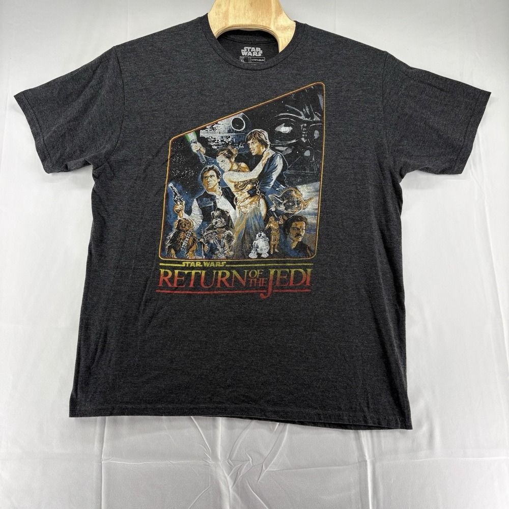 VFIFTHSUN Men's Star Wars Return Of The Jedi Graphic Tee Grayish Black Size XL